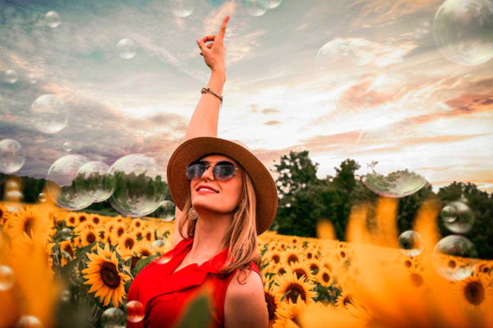 picture of a woman in a field of flowers